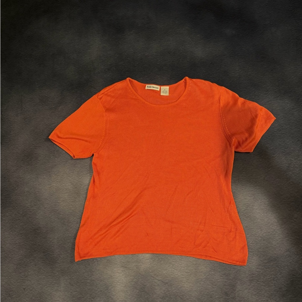 Orange Short Sleeve 100% Silk Knit Top